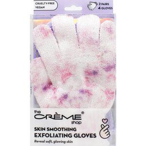 The Crème Shop Skin Smoothing Exfoliating Gloves – Set of 2 Pairs | Tie-Dye Pink